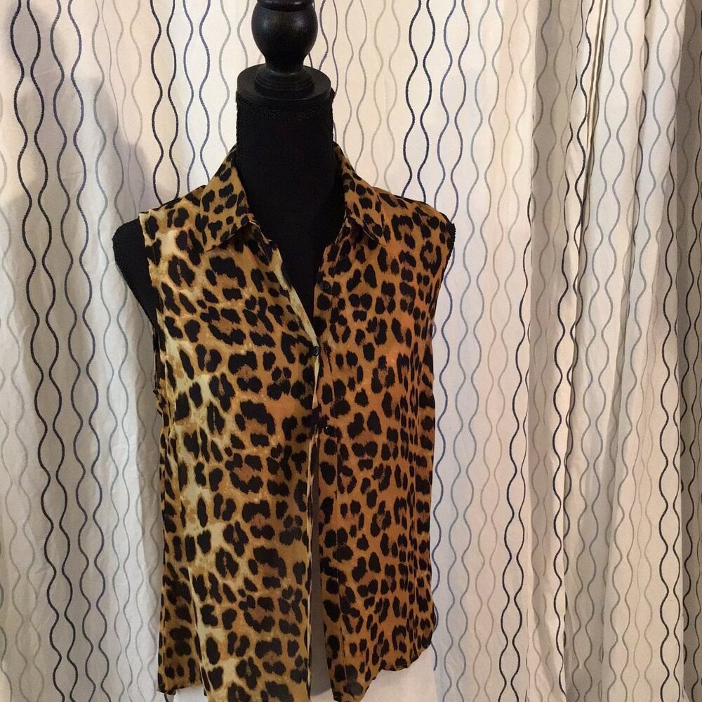 Sheer, leopard print top
